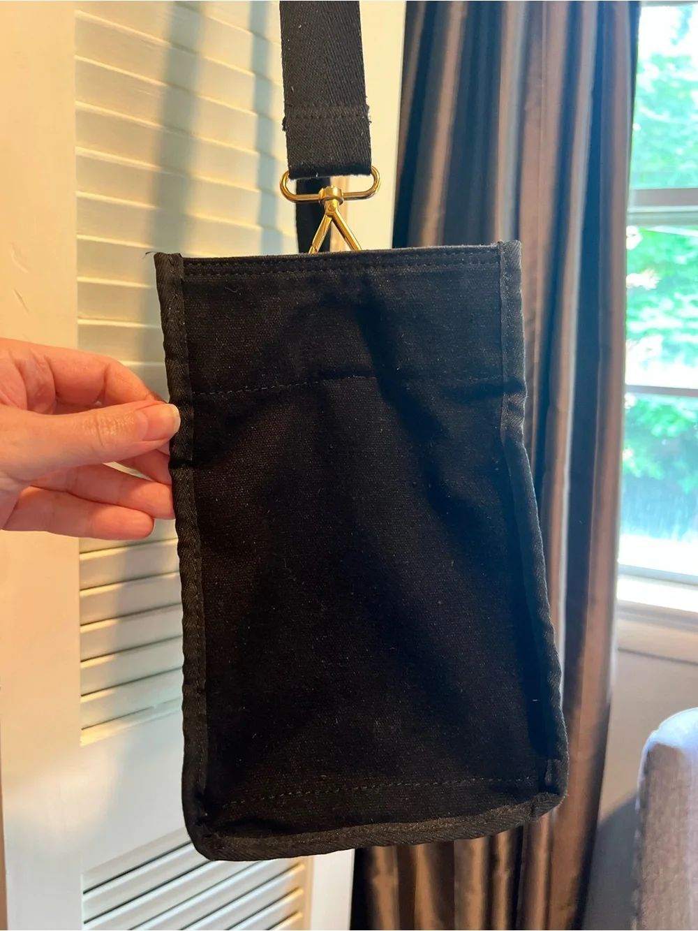 margot New York Black Canvas Utility Tote with Pockets